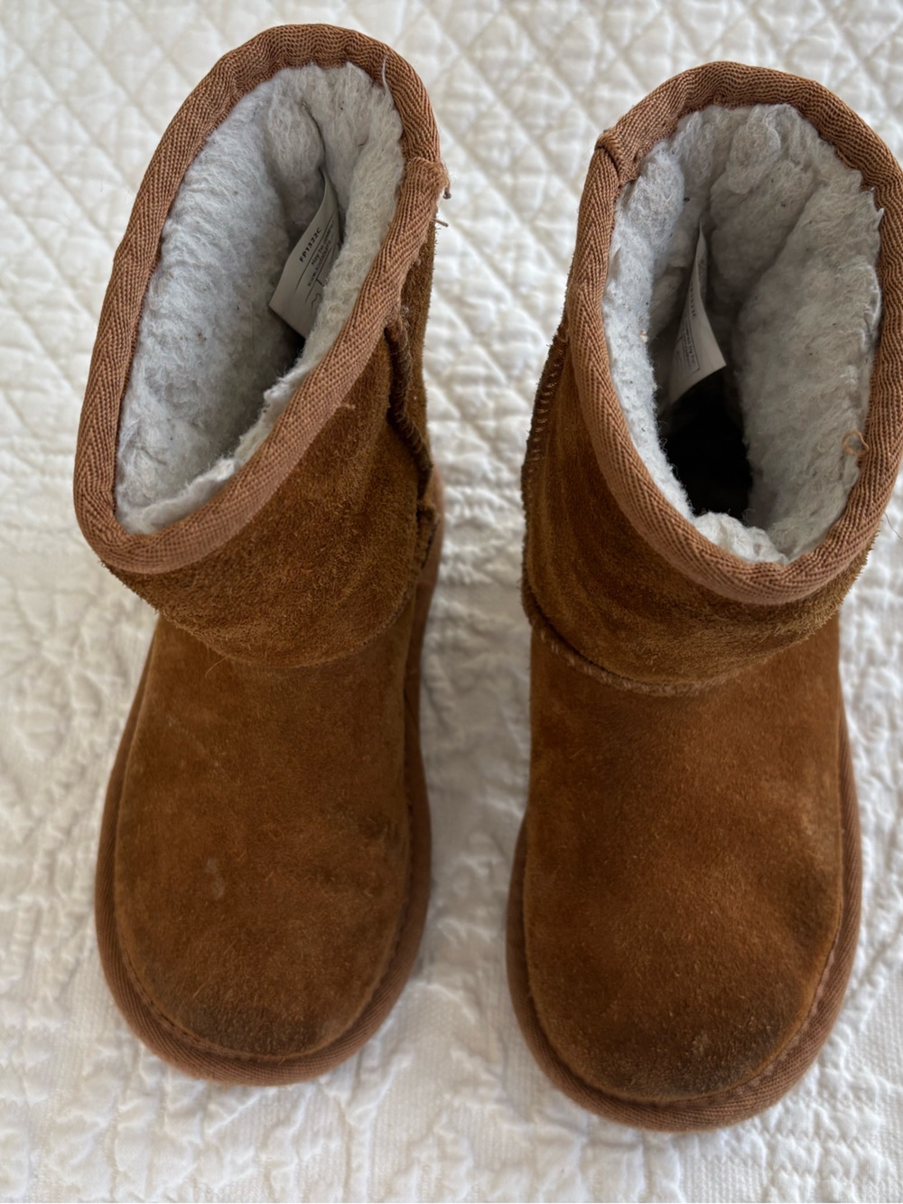 Kids Brown Fleece-Lined Leather Suede Boots Ugg Koolaburra